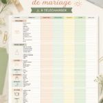 Tableau Excel pour le budget de mariage, montrant différentes catégories de dépenses.
