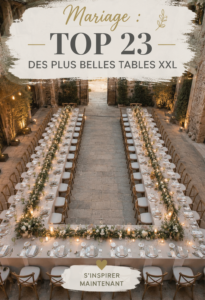 Table de mariage XXL élégamment décorée avec des fleurs et des bougies, créant une ambiance chaleureuse.