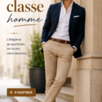 Homme en tenue classe avec un blazer et un pantalon chic.