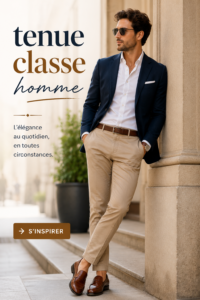 Homme en tenue classe avec un blazer et un pantalon chic.