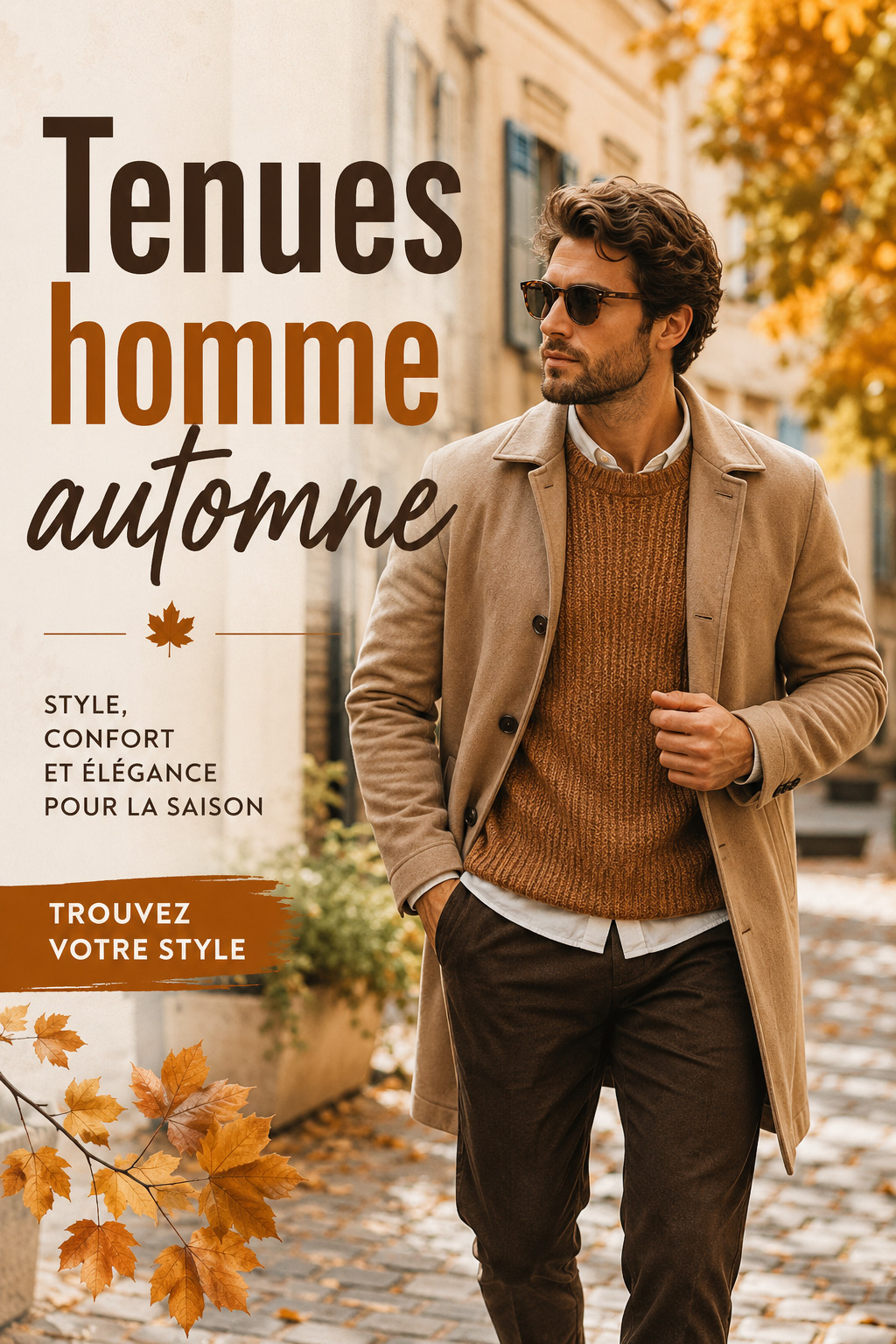 Femme portant une tenue automnale chic avec un manteau et des bottes.