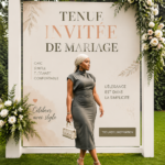 Une femme souriante portant une élégante tenue d'invitée pour mariage.
