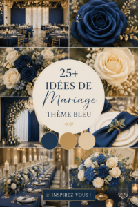 Un magnifique mariage décoré en bleu avec des touches romantiques.