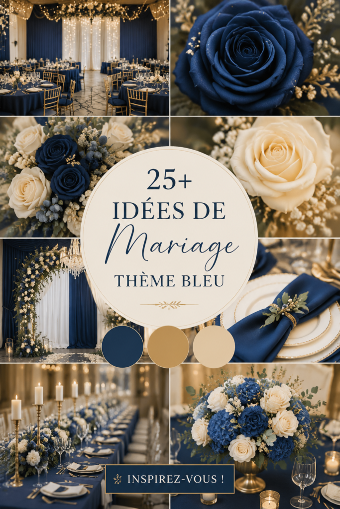 Un magnifique mariage décoré en bleu avec des touches romantiques.