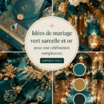 Thème de mariage élégant en bleu canard et or avec des décorations raffinées