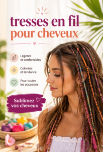 Femme avec des tresses en fil colorées, élégante et moderne