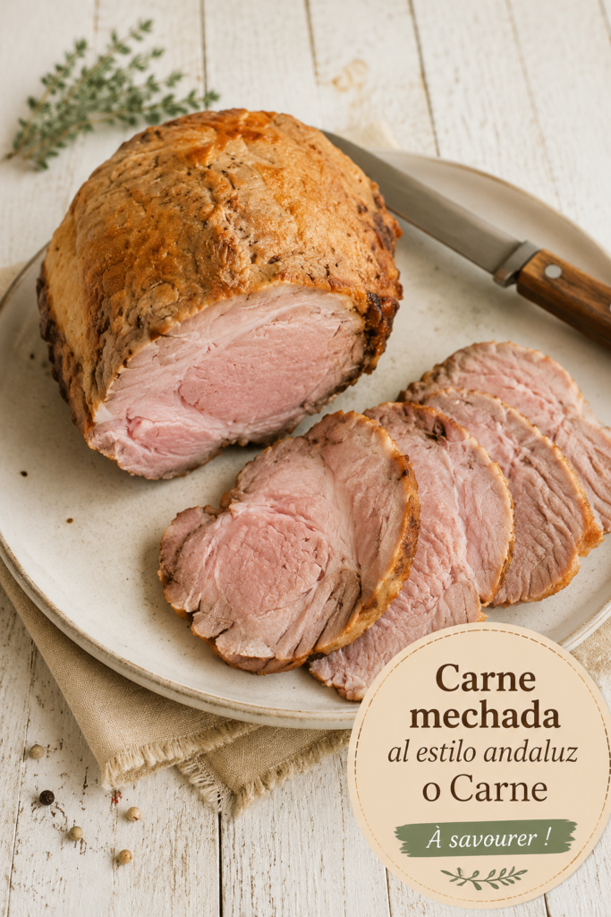 Viande andalouse, carne mechada servie dans un plat rustique