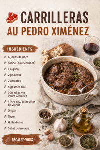 Recette de carrilleras au Pedro Ximénez, un plat espagnol savoureux.