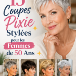 Une femme de 50 ans avec une coupe pixie élégante et stylée.
