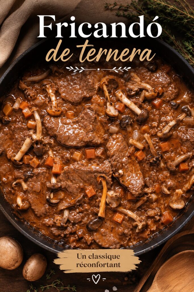 Un plat de fricandó de ternera bien présenté avec des légumes