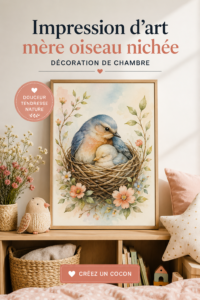 Impression d'art vintage d'un oiseau pour la décoration de chambre d'enfants