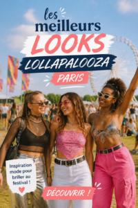 Femme portant une tenue tendance lors de Lollapalooza Paris, mélange de styles vintage et contemporain.