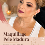 Une femme mature souriante avec un maquillage naturel et éclatant.