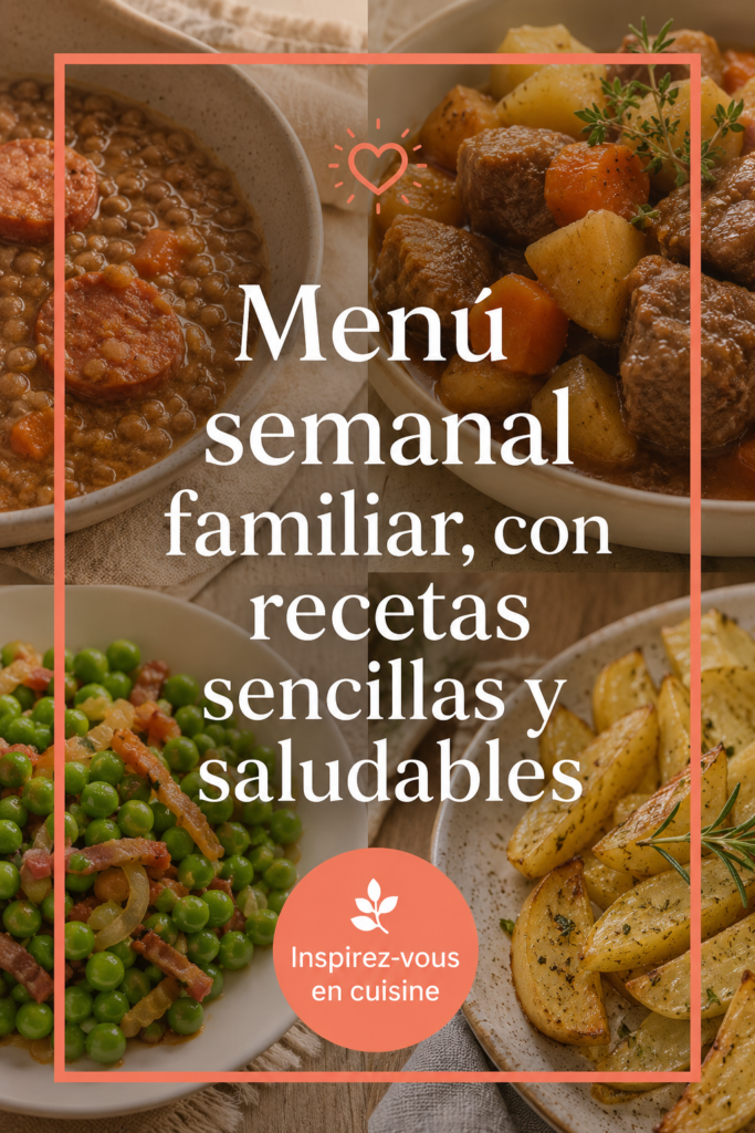 Un menu hebdomadaire avec des recettes saines pour toute la famille