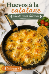 Œufs à la catalane préparés et garnis, prêts à être dégustés.