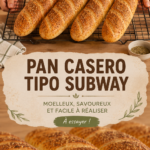 Pain maison inspiré de Subway, doré et moelleux sur une planche en bois