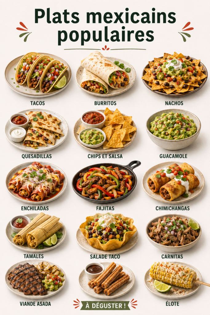 Assiette de tacos garnis de viandes et légumes, plats mexicains colorés en famille.