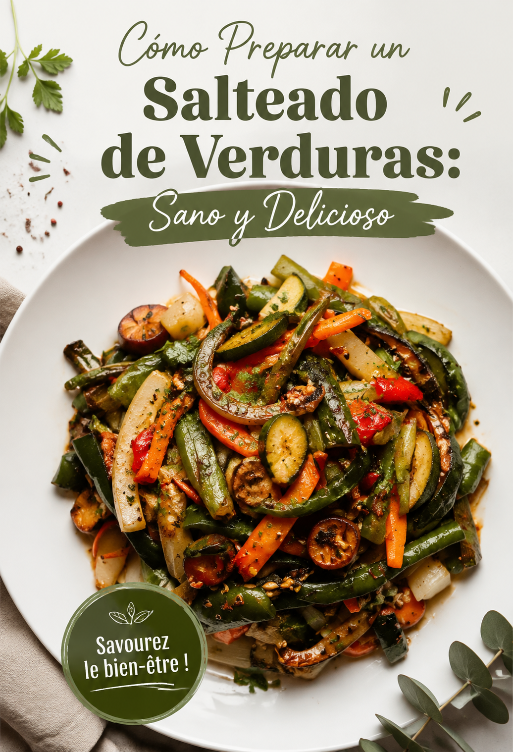 Un plat coloré de sauté de légumes frais, prêt à être servi.