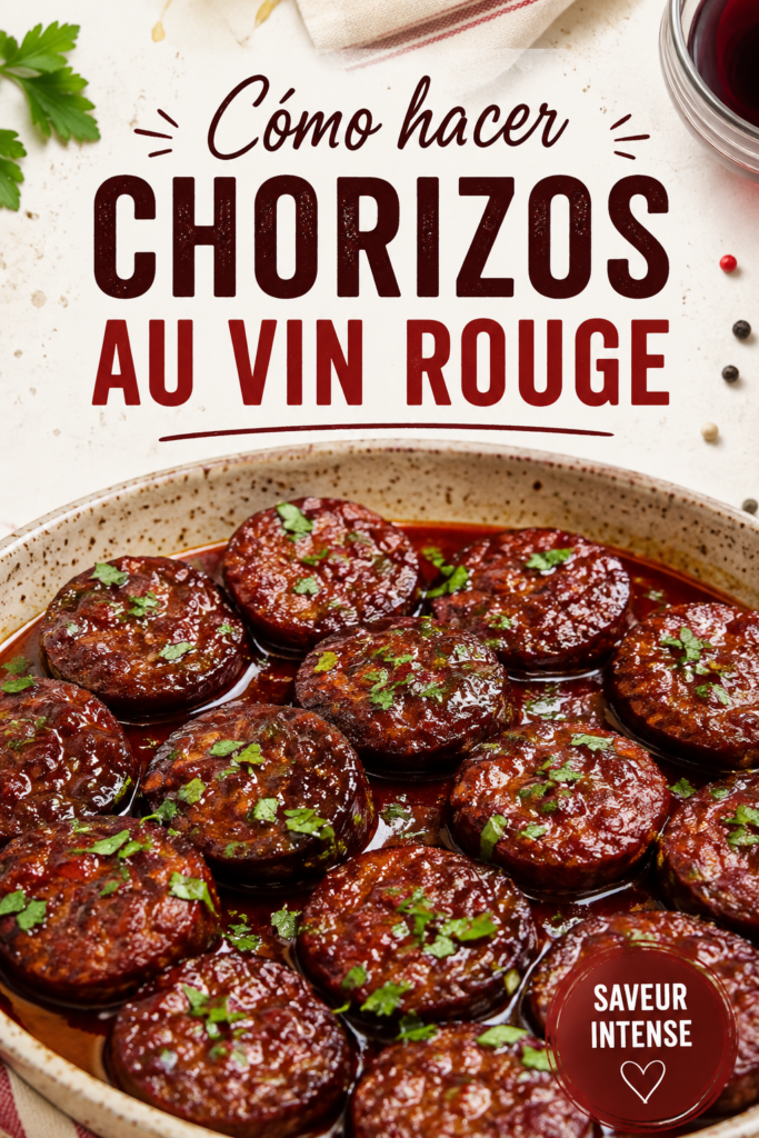 Un plat de chorizos au vin rouge sur une table familiale chaleureuse