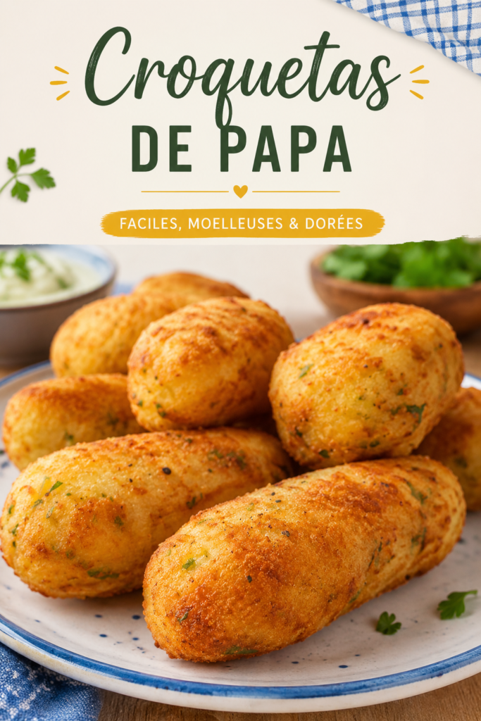 Recette de croquetas de papa dorées et croustillantes sur une assiette