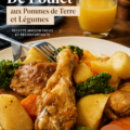 Un plat d'estofado de poulet garni de légumes et pommes de terre, prêt à être servi.