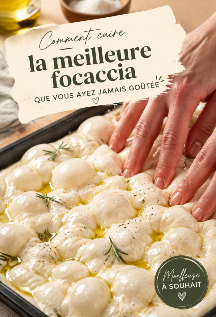 Une focaccia dorée et moelleuse sortie du four, prête à être dégustée.