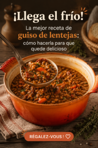 Un plat de genso de lentilles bien chaud avec des légumes colorés, parfait pour un dîner d'hiver.
