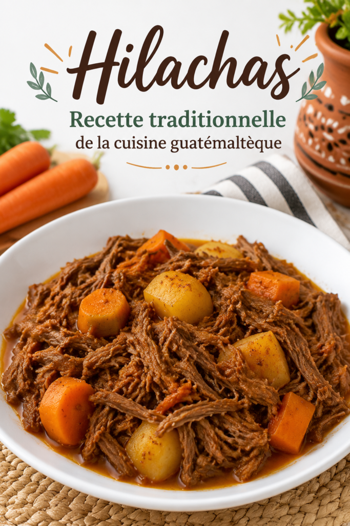 Un plat de Hilachas traditionnel guatémaltèque avec des garnitures colorées.