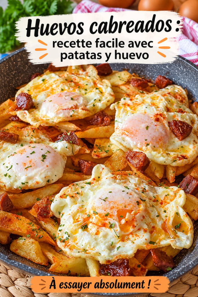 Un plat de huevos cabreados savoureux avec pommes de terre dorées et œufs aux œufs doux.