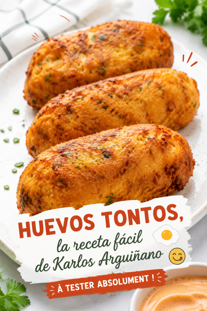 Huevos tontos garnis prêts à être dégustés dans une assiette colorée.