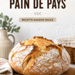Pain de campagne doré et croustillant sur une table rustique