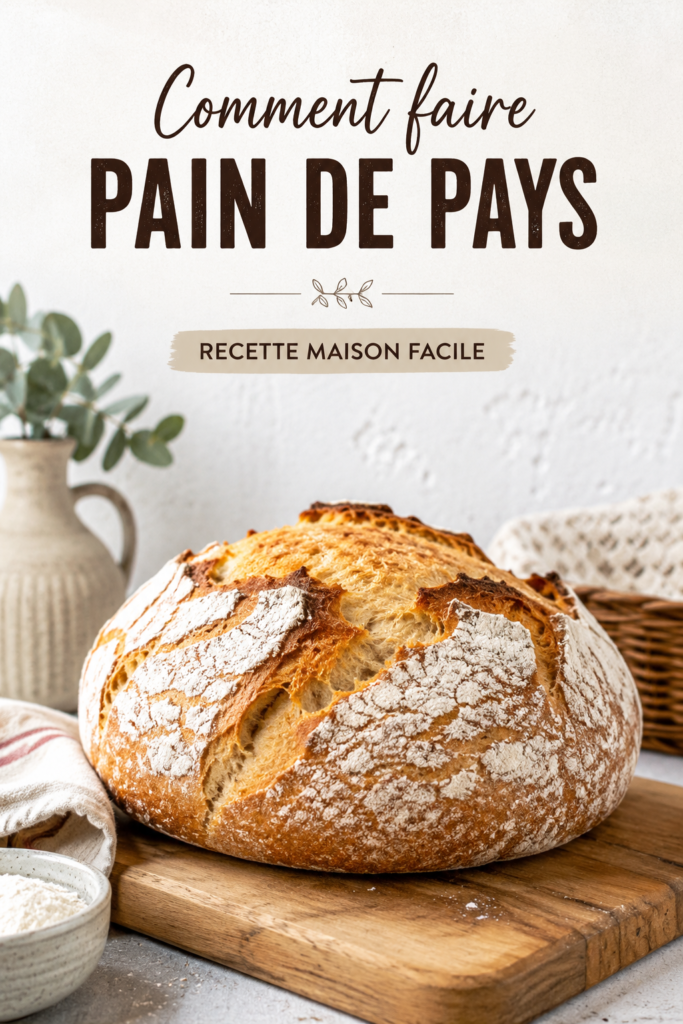 Pain de campagne doré et croustillant sur une table rustique