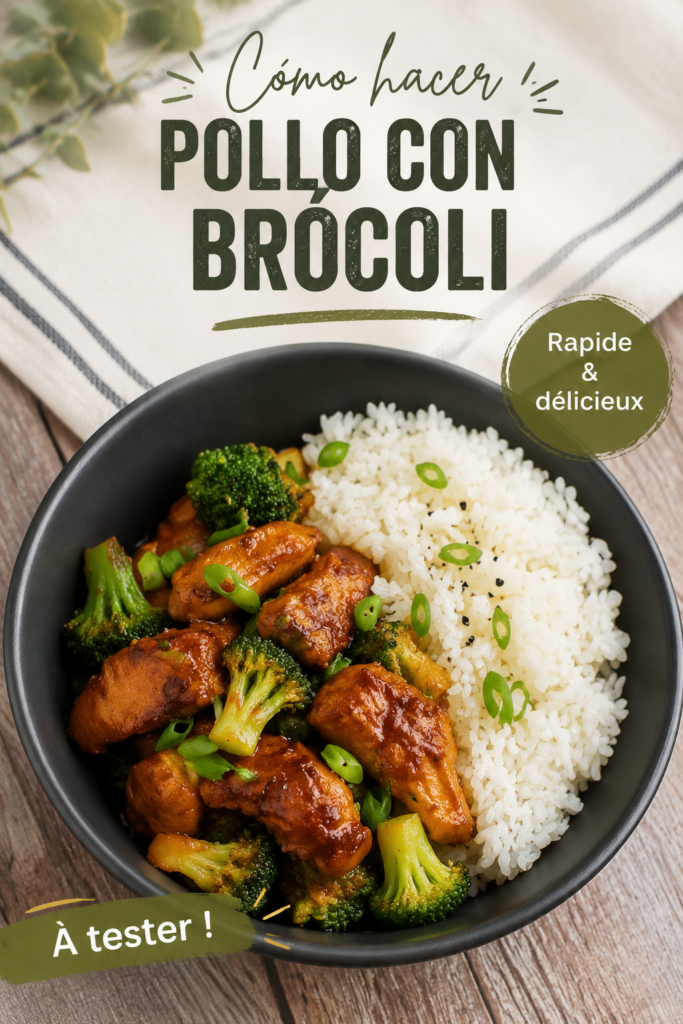 Un plat savoureux de poulet au brocoli, prêt à être servi à table.