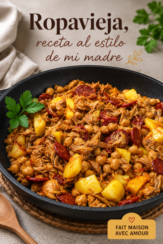 Photo d'une assiette de Ropavieja, un plat réconfortant et familial.