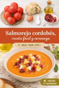 Bol de salmorejo cordobés garni d'œufs durs et de jambon