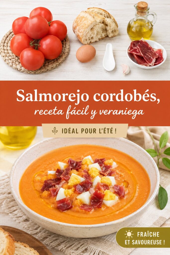 Bol de salmorejo cordobés garni d'œufs durs et de jambon