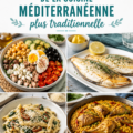 Plats méditerranéens colorés sur une table familiale