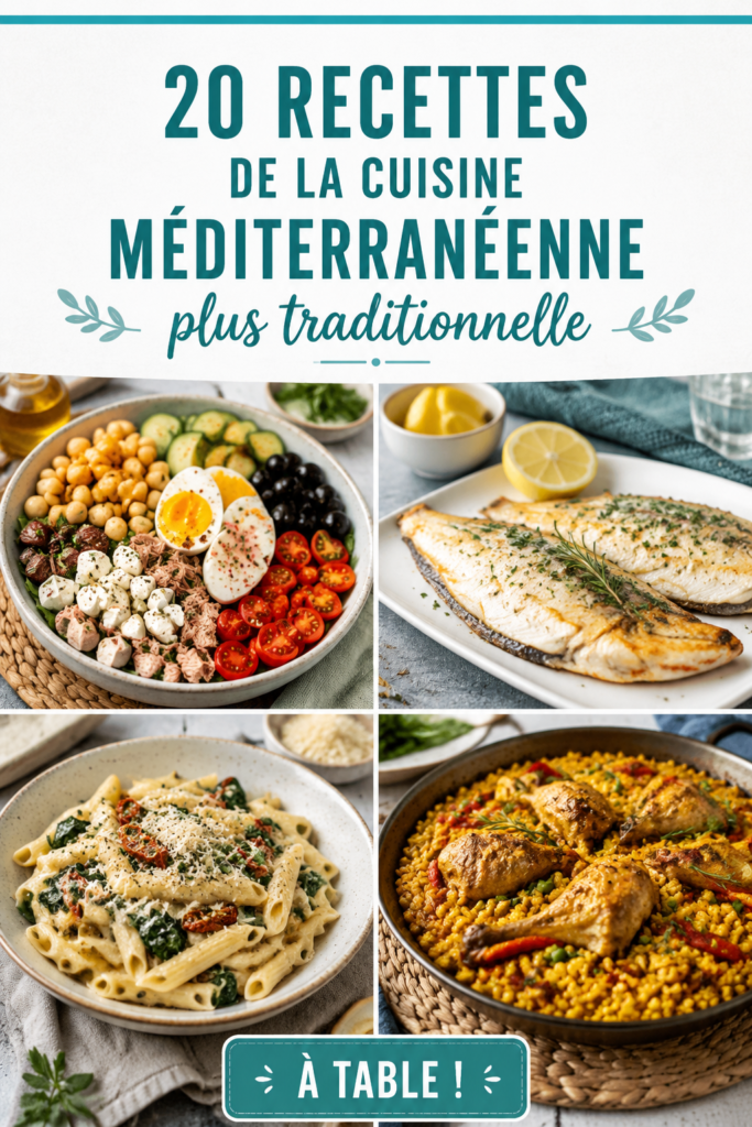 Plats méditerranéens colorés sur une table familiale