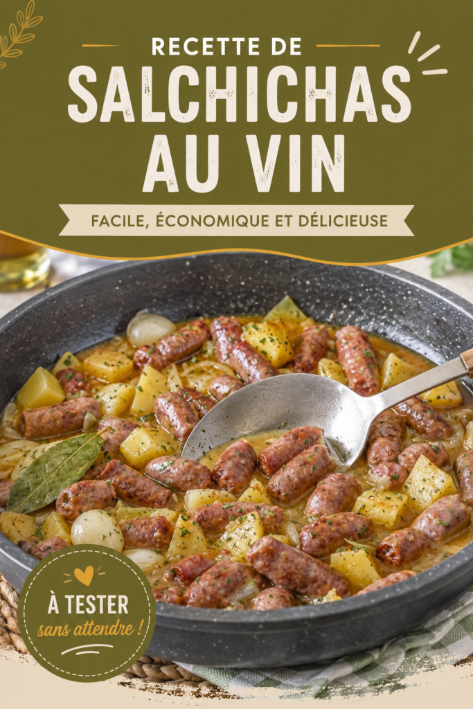 Une assiette de salchichas au vin servie avec des accompagnements