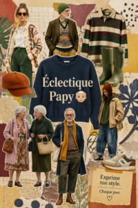Une femme adoptant un style éclectique inspiré des grands-pères avec des vêtements vintage.