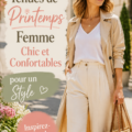 Une maman habillée en tenue printanière chic et confortable, prête pour une sortie.