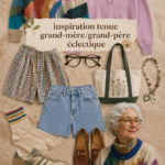 Un ensemble vintage d'été avec des motifs floraux et des accessoires rétro.