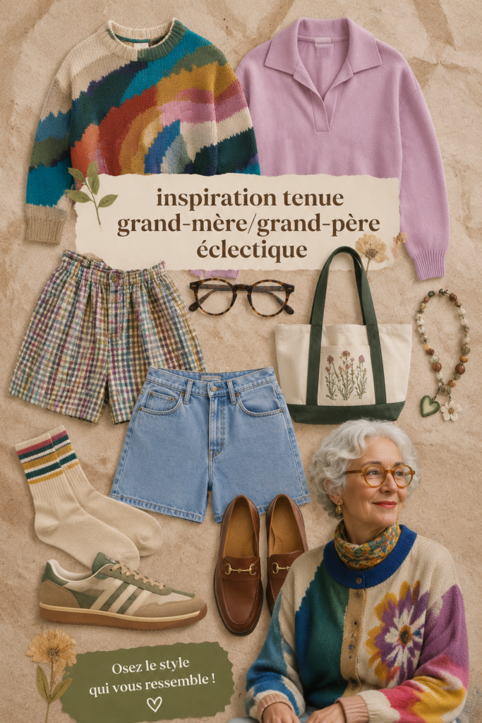 Un ensemble vintage d'été avec des motifs floraux et des accessoires rétro.