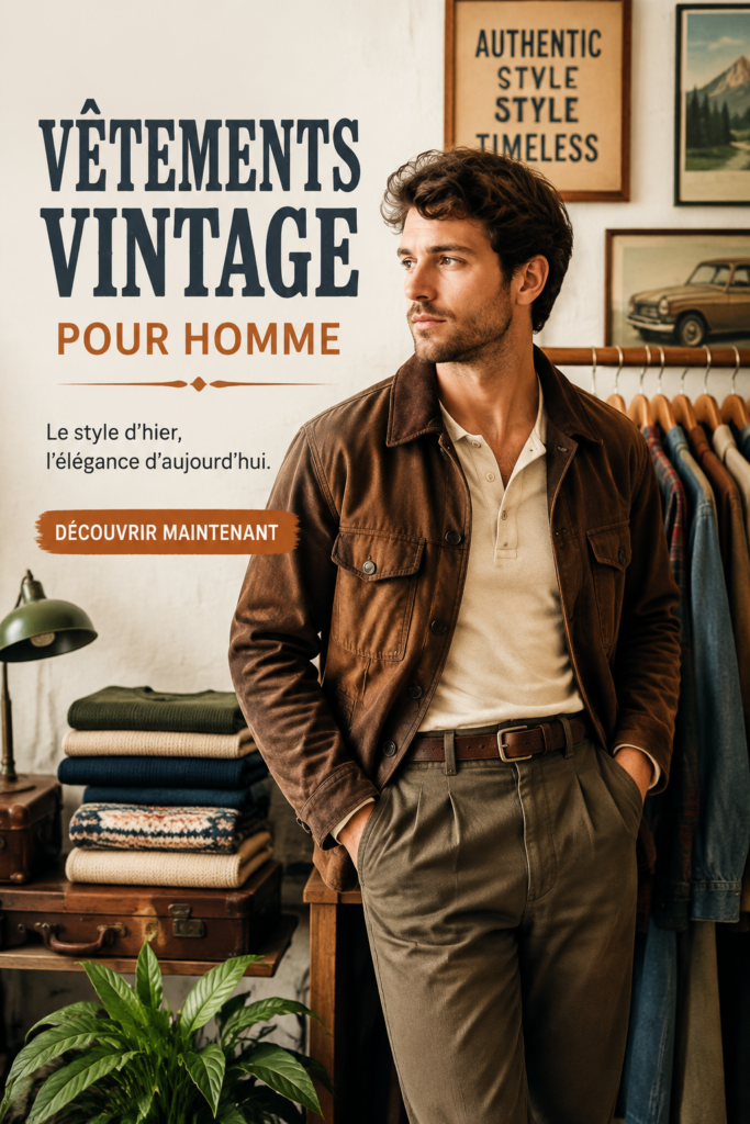 Homme portant une tenue vintage stylée avec une veste en cuir