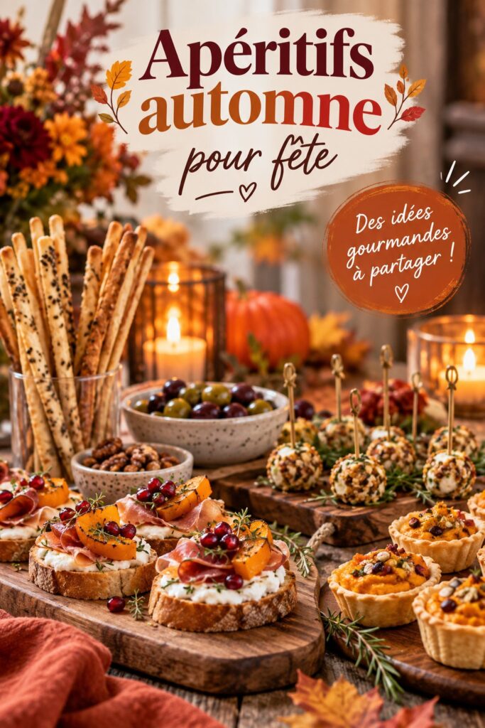 Table décorée pour un apéritif d'automne avec des plats réconfortants