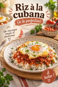 Assiette d'arroz a la cubana avec un œuf au plat et sauce tomate