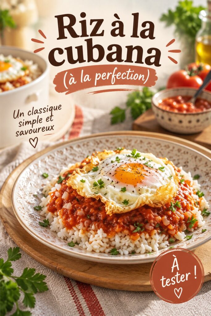 Assiette d'arroz a la cubana avec un œuf au plat et sauce tomate
