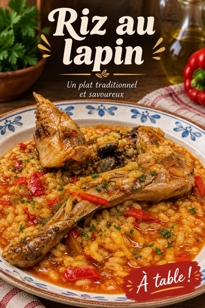 Plat d'arroz con conejo bien présenté, typique de la cuisine espagnole