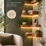 Décorations murales en bois avec étagères modernes et vintage