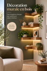 Décorations murales en bois avec étagères modernes et vintage